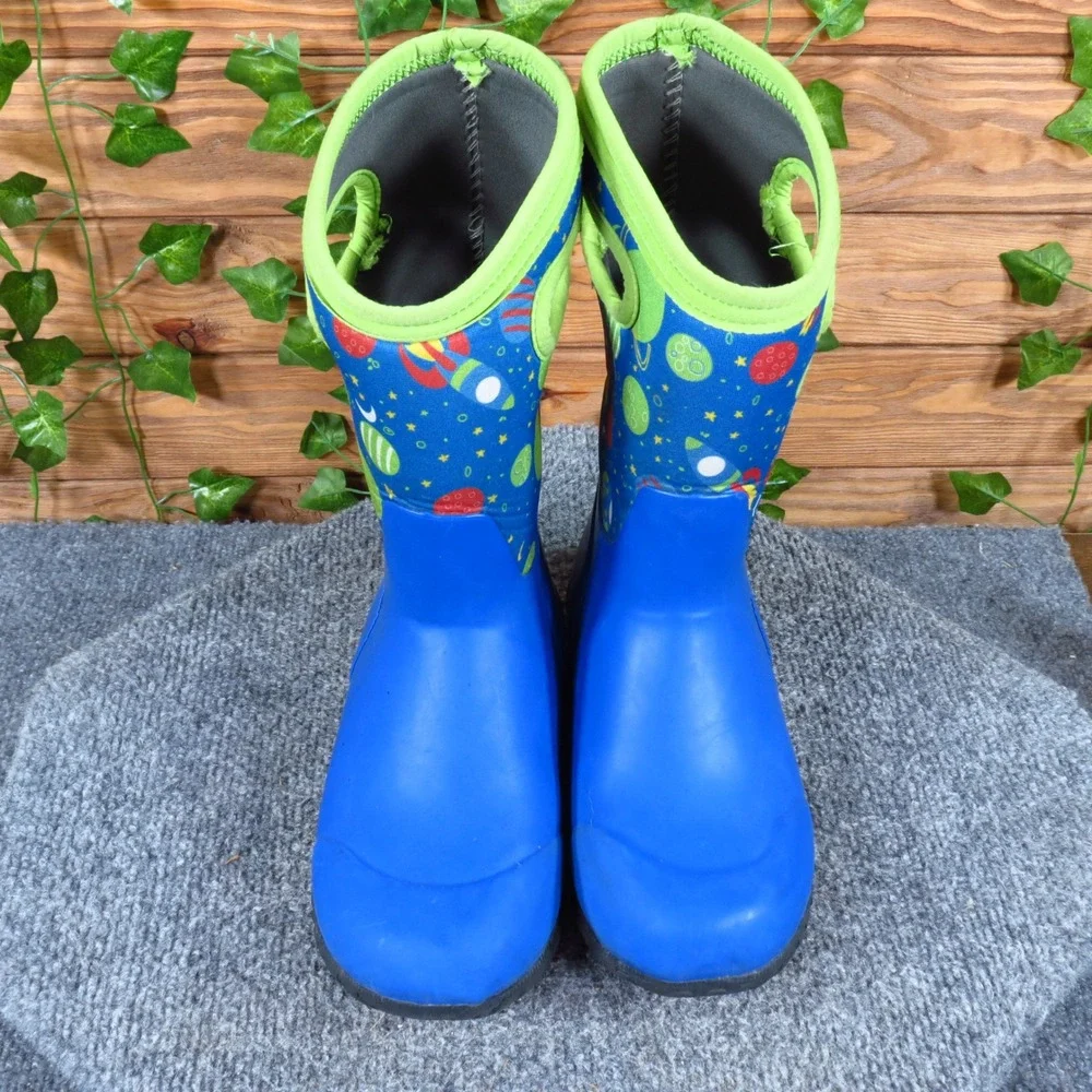 Bogs Durham Space Kids Winter Boots Size 2 Waterproof Insulated Blue Multi
